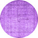 Round Persian Purple Traditional Rug, tr3833pur