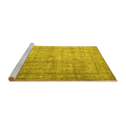 Sideview of Machine Washable Persian Yellow Traditional Rug, wshtr3833yw