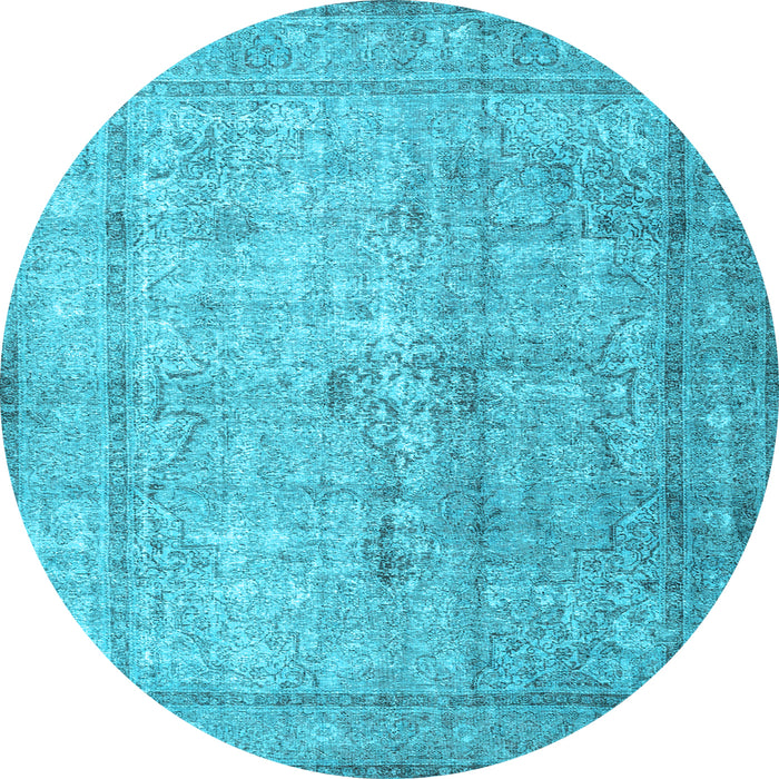 Round Machine Washable Persian Light Blue Traditional Rug, wshtr3833lblu
