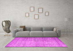 Machine Washable Persian Pink Traditional Rug in a Living Room, wshtr3833pnk