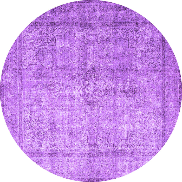 Round Machine Washable Persian Purple Traditional Area Rugs, wshtr3833pur