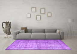 Machine Washable Persian Purple Traditional Area Rugs in a Living Room, wshtr3833pur
