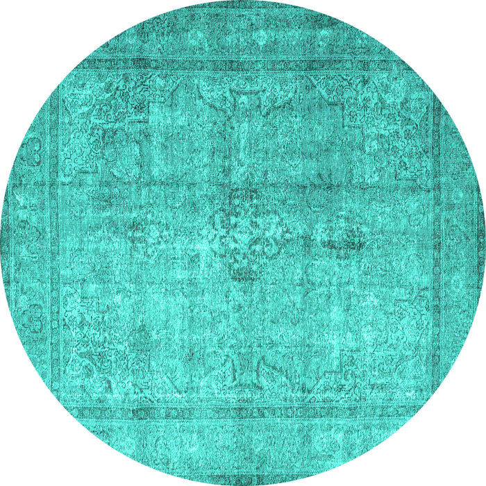Round Persian Turquoise Traditional Rug, tr3833turq