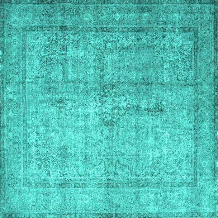 Square Machine Washable Persian Turquoise Traditional Area Rugs, wshtr3833turq