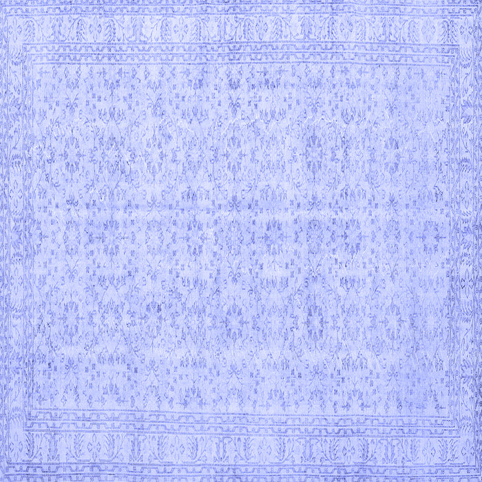 Square Machine Washable Persian Blue Traditional Rug, wshtr3834blu
