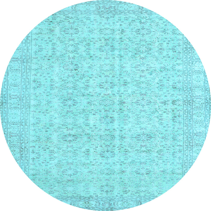 Round Machine Washable Persian Light Blue Traditional Rug, wshtr3834lblu