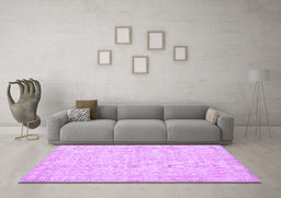 Machine Washable Persian Purple Traditional Area Rugs in a Living Room, wshtr3834pur