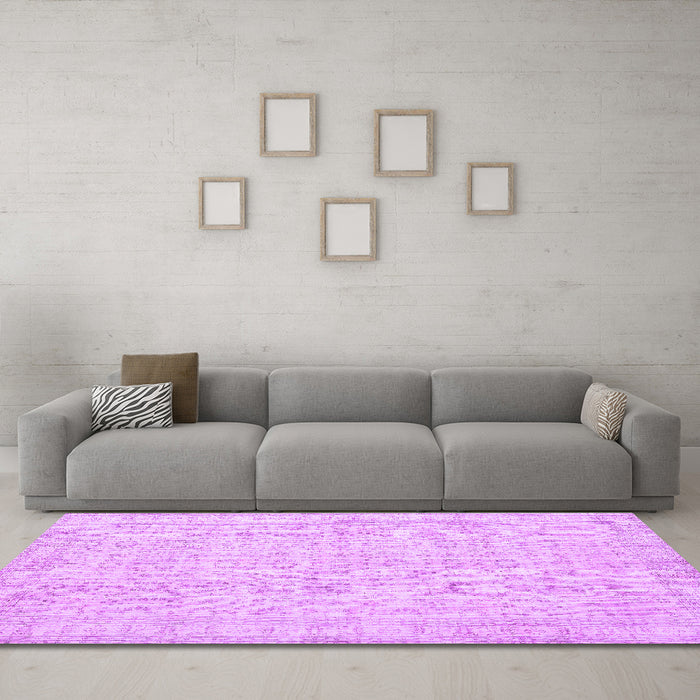 Machine Washable Persian Purple Traditional Area Rugs in a Living Room, wshtr3834pur