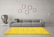 Machine Washable Persian Yellow Traditional Rug in a Living Room, wshtr3834yw