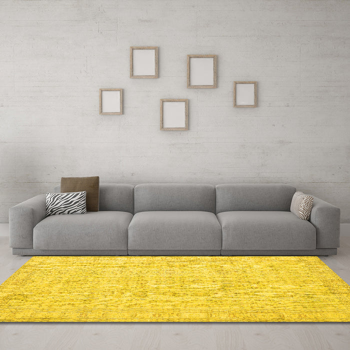 Machine Washable Persian Yellow Traditional Rug in a Living Room, wshtr3834yw