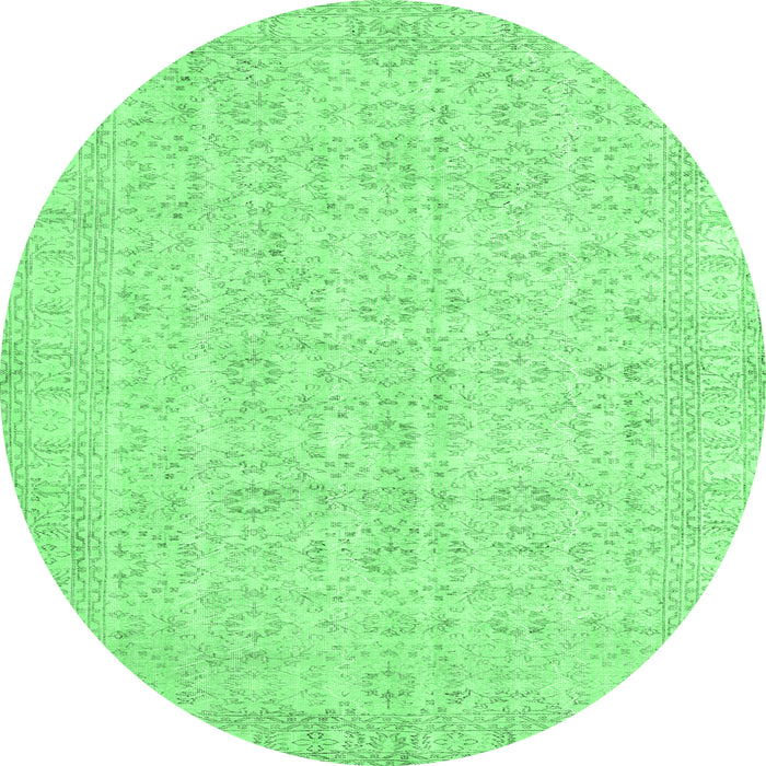 Round Machine Washable Persian Emerald Green Traditional Area Rugs, wshtr3834emgrn