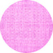 Round Persian Pink Traditional Rug, tr3834pnk