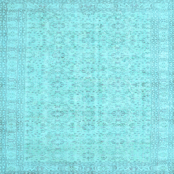 Square Machine Washable Persian Light Blue Traditional Rug, wshtr3834lblu