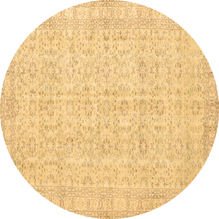 Round Persian Brown Traditional Rug, tr3834brn