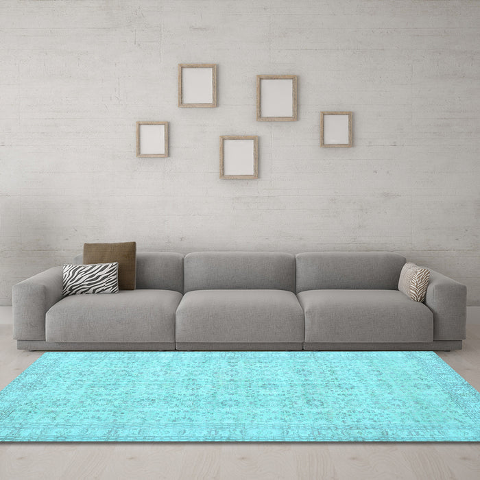 Machine Washable Persian Light Blue Traditional Rug in a Living Room, wshtr3834lblu
