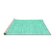 Sideview of Machine Washable Persian Turquoise Traditional Area Rugs, wshtr3834turq