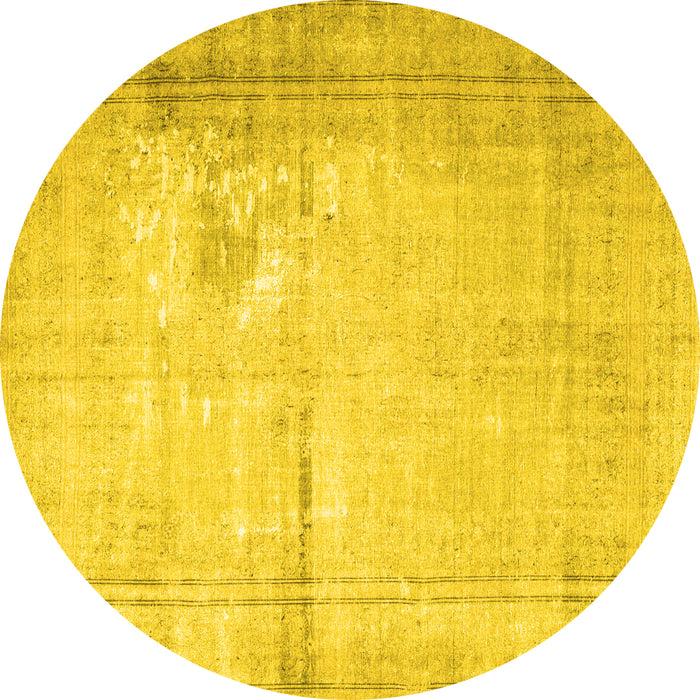Round Persian Yellow Traditional Rug, tr3835yw