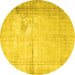 Round Persian Yellow Traditional Rug, tr3835yw