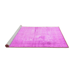 Sideview of Machine Washable Persian Pink Traditional Rug, wshtr3835pnk