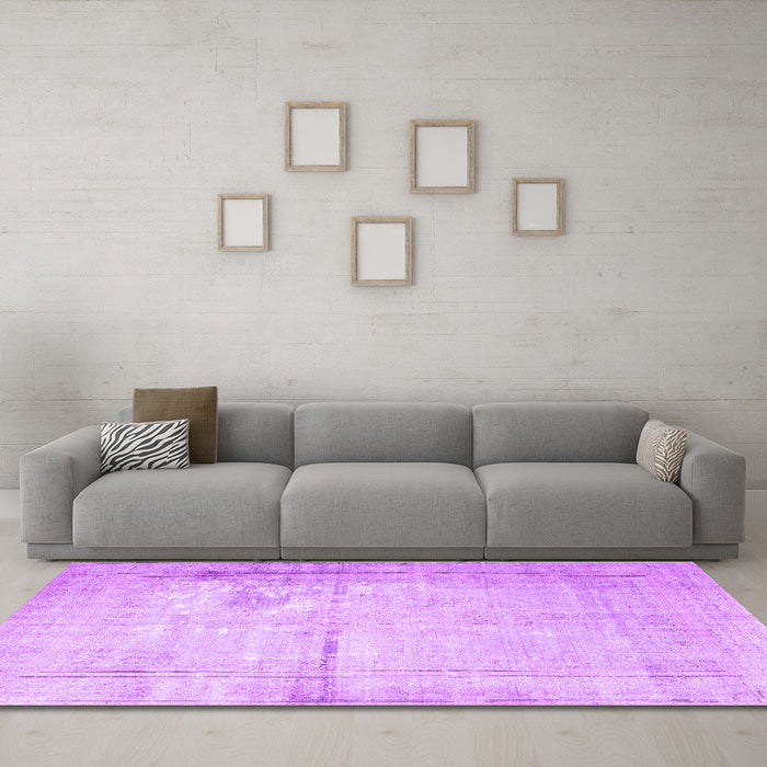 Machine Washable Persian Purple Traditional Area Rugs in a Living Room, wshtr3835pur