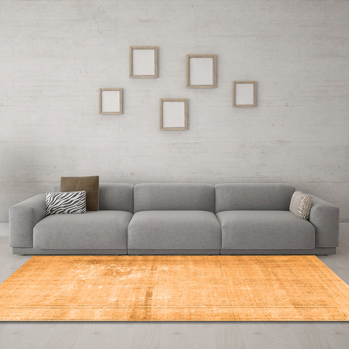 Machine Washable Persian Orange Traditional Area Rugs in a Living Room, wshtr3835org