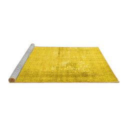 Sideview of Machine Washable Persian Yellow Traditional Rug, wshtr3835yw