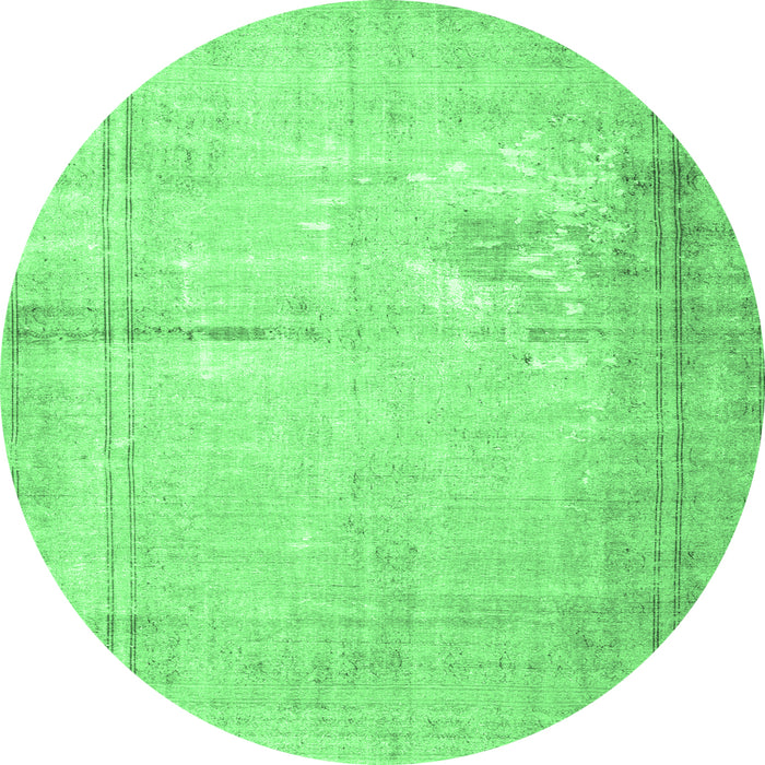 Round Machine Washable Persian Emerald Green Traditional Area Rugs, wshtr3835emgrn