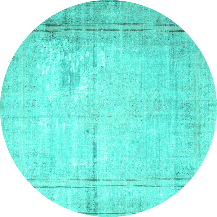Round Persian Turquoise Traditional Rug, tr3835turq