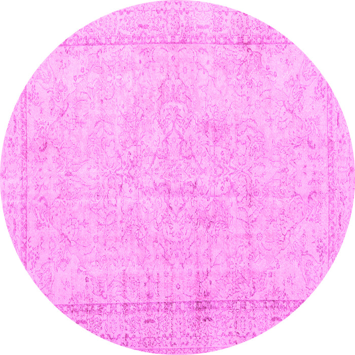 Round Machine Washable Persian Pink Traditional Rug, wshtr3836pnk