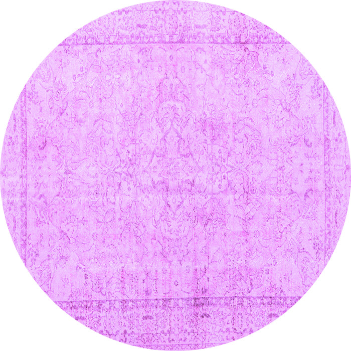 Round Machine Washable Persian Purple Traditional Area Rugs, wshtr3836pur