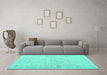 Machine Washable Persian Turquoise Traditional Area Rugs in a Living Room,, wshtr3836turq