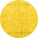 Round Persian Yellow Traditional Rug, tr3836yw