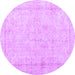 Round Persian Purple Traditional Rug, tr3836pur