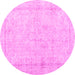 Round Persian Pink Traditional Rug, tr3836pnk