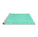Sideview of Machine Washable Persian Turquoise Traditional Area Rugs, wshtr3836turq