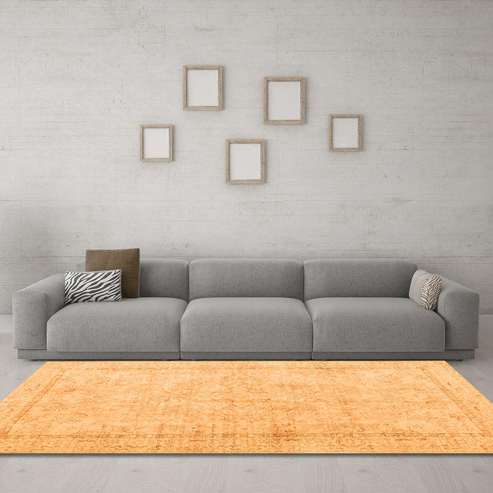 Machine Washable Persian Orange Traditional Area Rugs in a Living Room, wshtr3836org