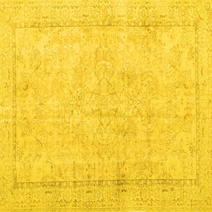 Square Machine Washable Persian Yellow Traditional Rug, wshtr3836yw