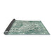 Sideview of Traditional Cadet Blue Green Medallion Rug, tr3837