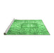 Sideview of Machine Washable Medallion Emerald Green Traditional Area Rugs, wshtr3837emgrn