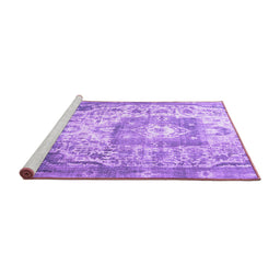 Sideview of Machine Washable Medallion Purple Traditional Area Rugs, wshtr3837pur