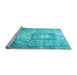 Sideview of Machine Washable Medallion Light Blue Traditional Rug, wshtr3837lblu