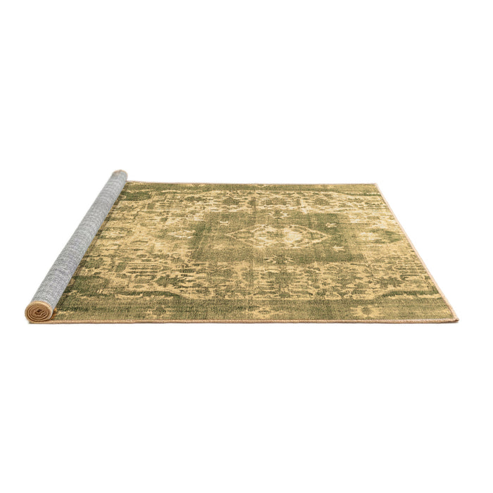 Sideview of Machine Washable Medallion Brown Traditional Rug, wshtr3837brn