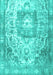 Machine Washable Medallion Turquoise Traditional Area Rugs, wshtr3837turq