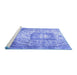 Sideview of Machine Washable Medallion Blue Traditional Rug, wshtr3837blu