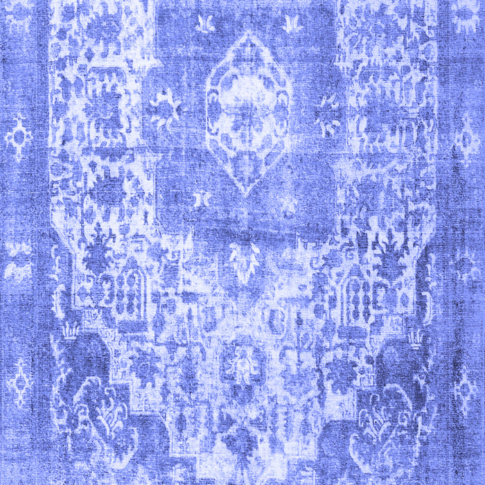 Machine Washable Medallion Blue Traditional Rug, wshtr3837blu