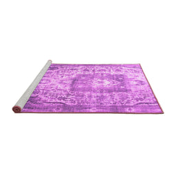 Sideview of Machine Washable Medallion Pink Traditional Rug, wshtr3837pnk