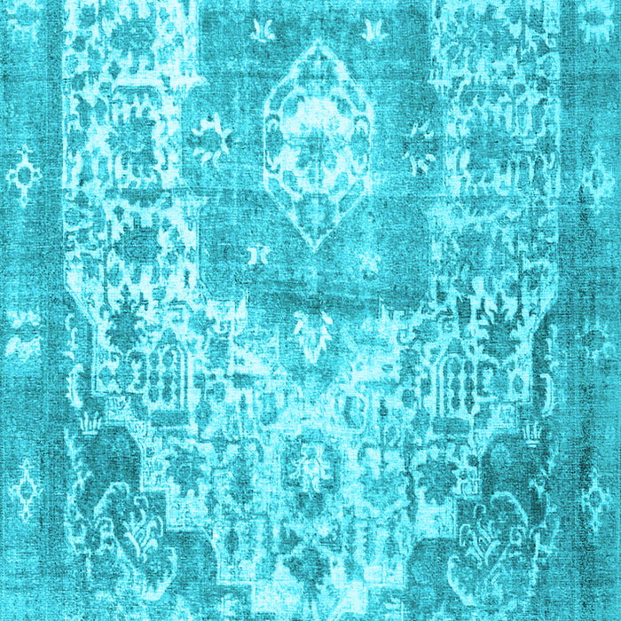 Machine Washable Medallion Light Blue Traditional Rug, wshtr3837lblu