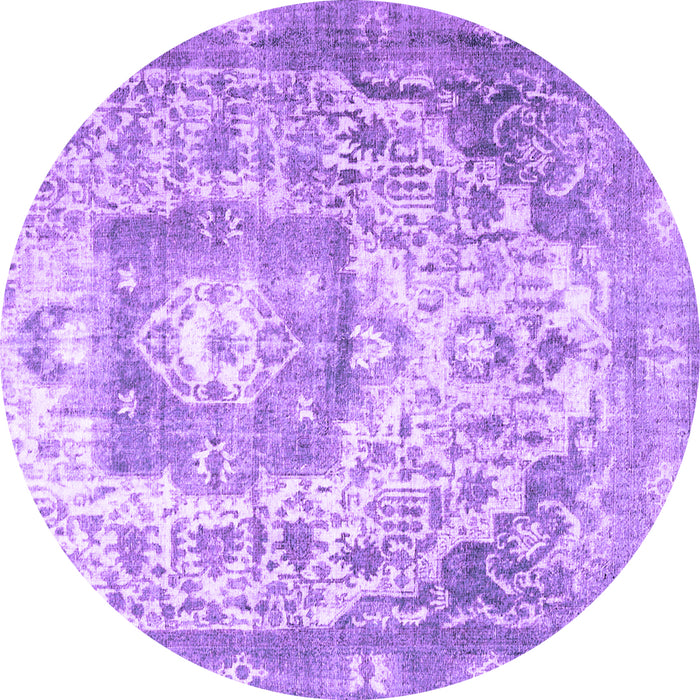 Round Medallion Purple Traditional Rug, tr3837pur