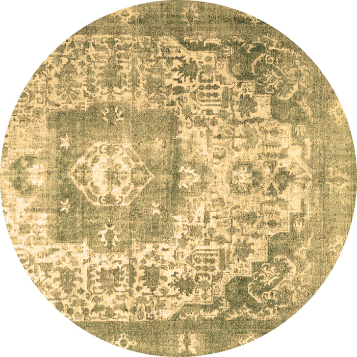 Round Machine Washable Medallion Brown Traditional Rug, wshtr3837brn