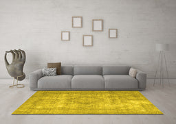 Machine Washable Persian Yellow Traditional Rug in a Living Room, wshtr3838yw